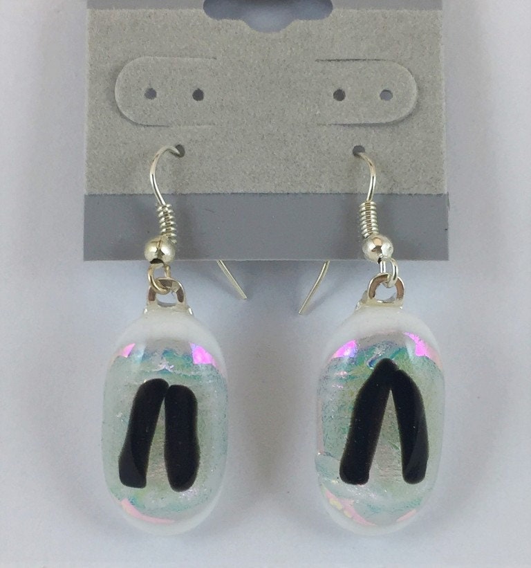 Aurora in Winter Fused Glass Jewlery Pendant and Earrings Set