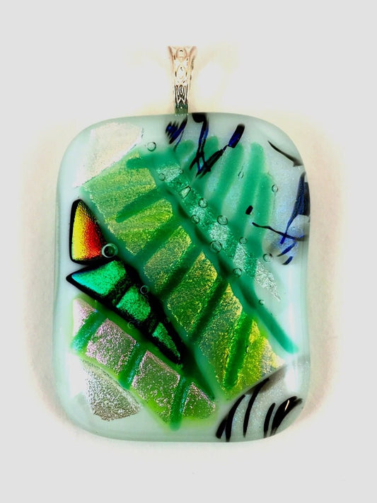 In The Gardern Fused Glass Dichroic Pendant