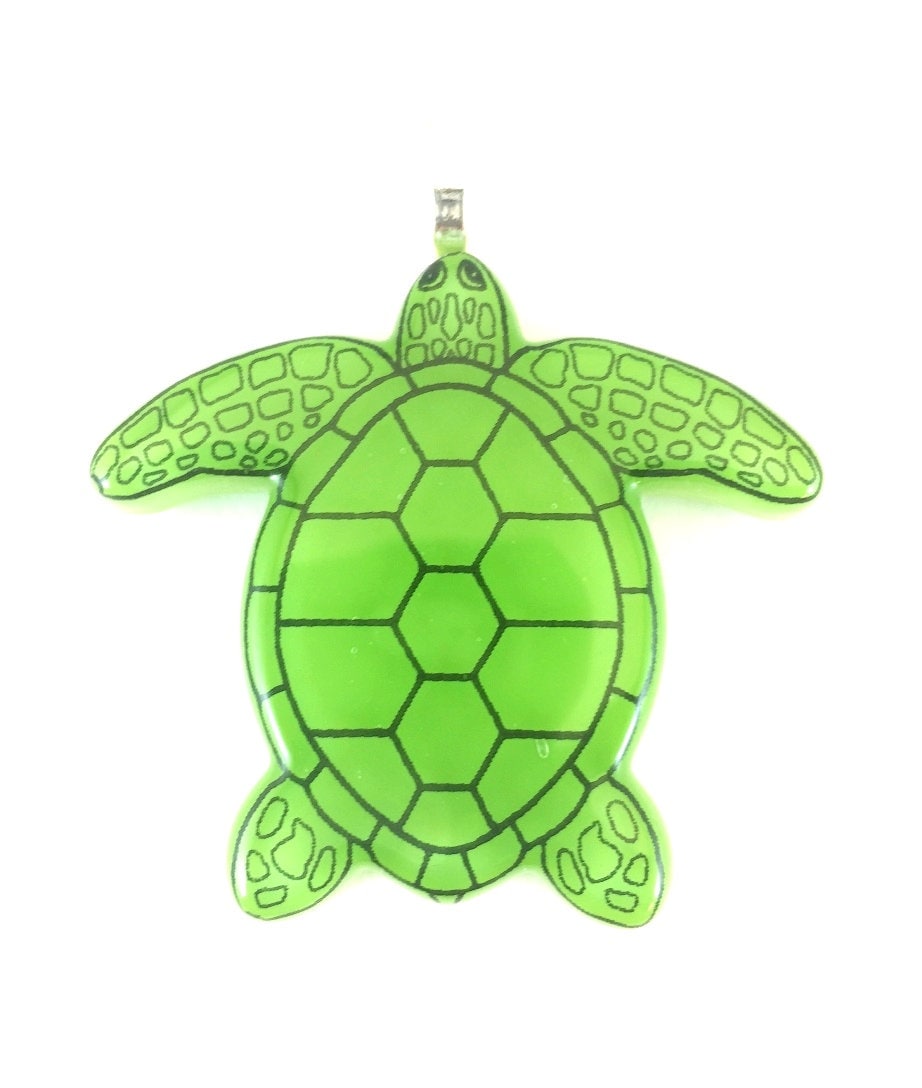 Sea Turtle Fused Glass Pendant Necklace