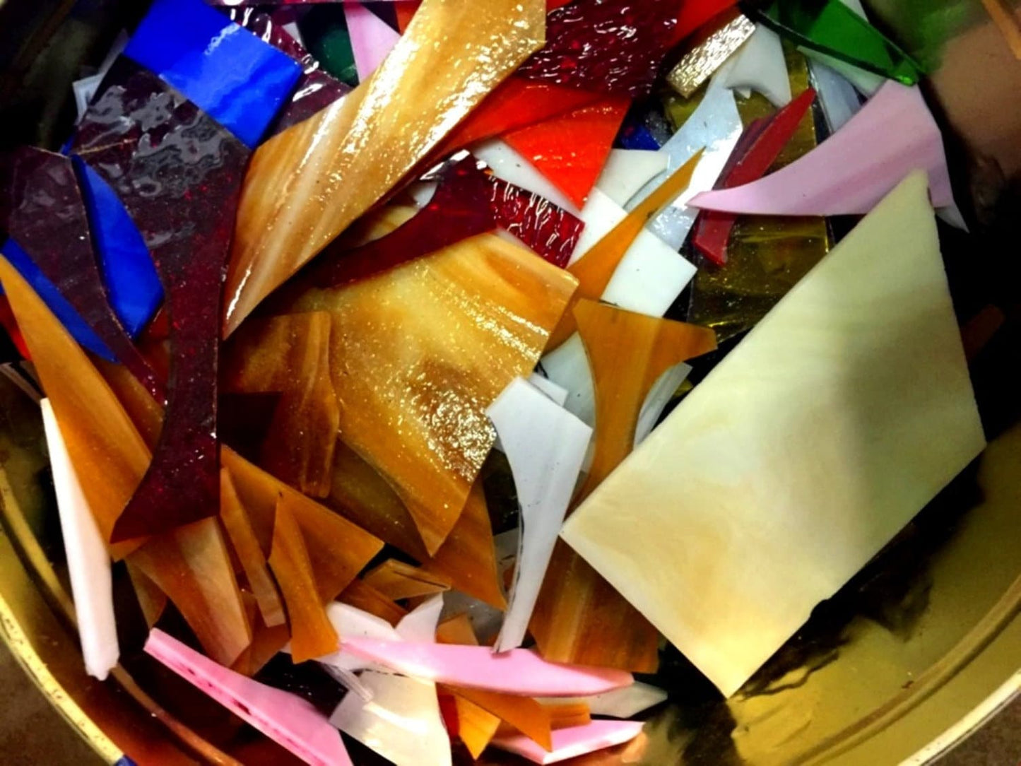 3lbs. Grab Bag of Stained Glass Scrap Pieces Assorted Colors