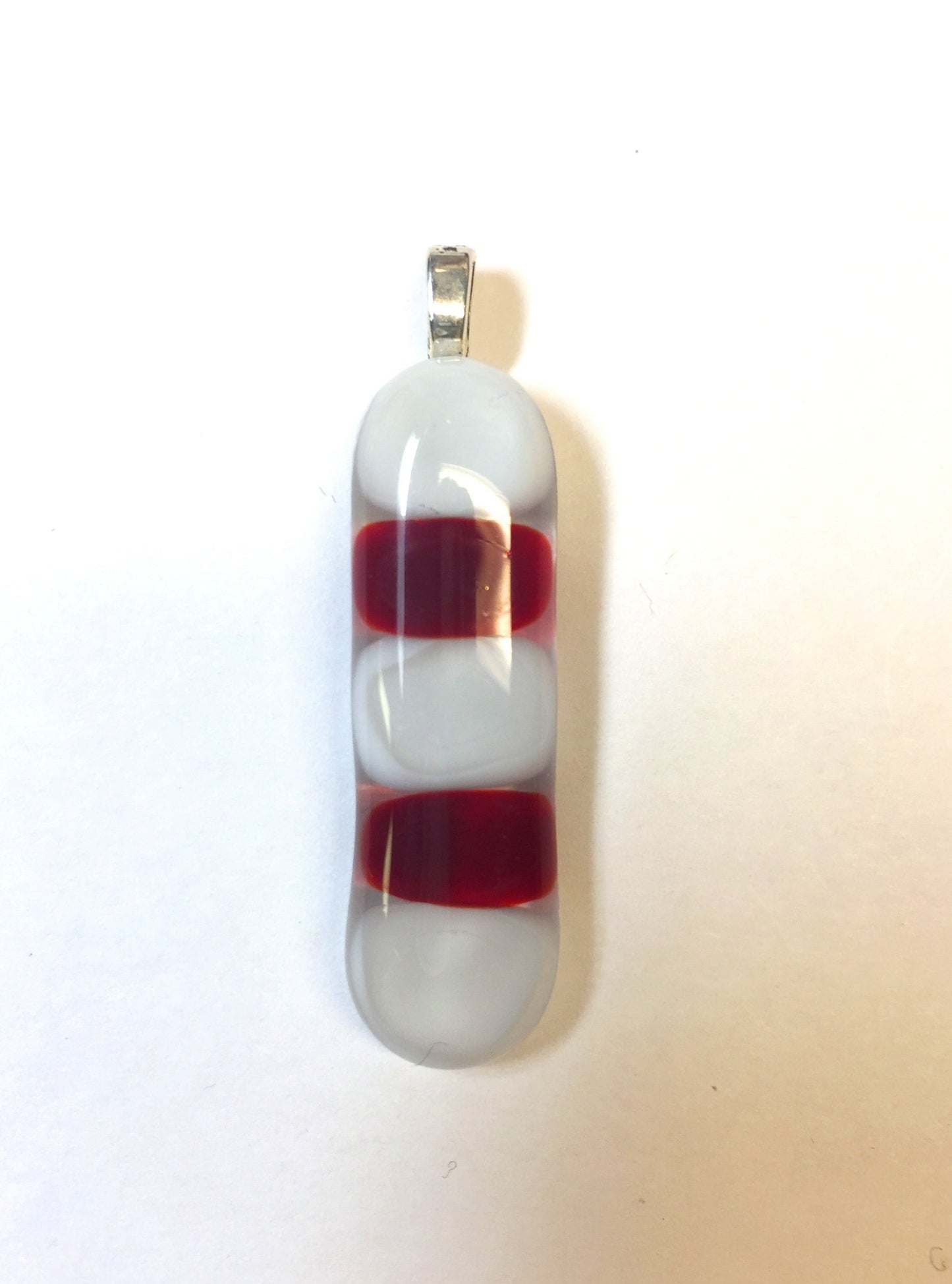 Candy Cane Striped Fused Glass Pendant