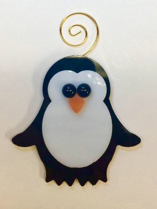 Penny Penguin Fused Glass Ornament