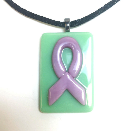 Breast Cancer Awareness Fused Glass Pendant