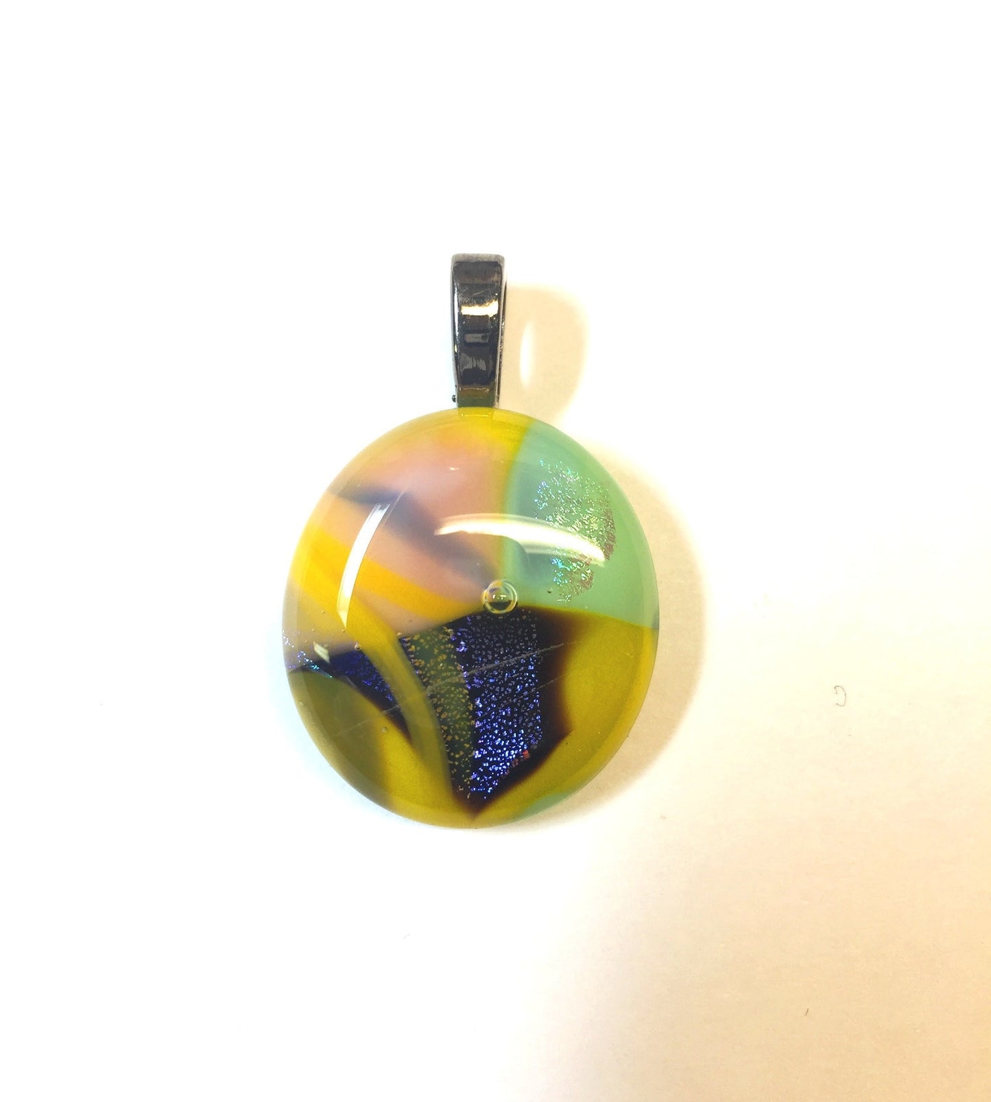 Yellow with Pastels Fused Dichroic Glass Pendant