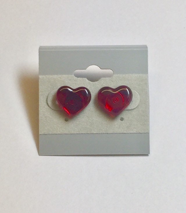 Valentine’s Day Hearts Fused Glass Post Earrings