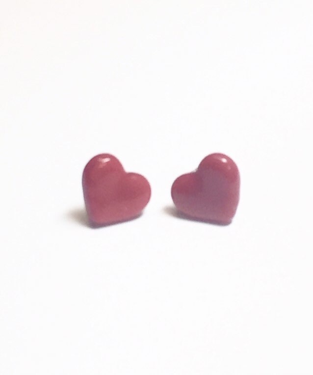 Red Hearts Fused Glass Post Earrings