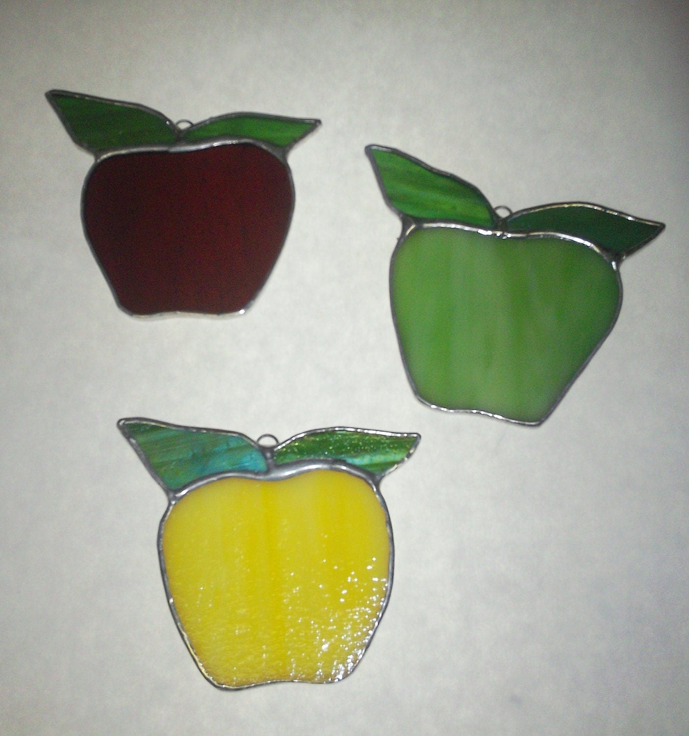 Apple Stained Glass Sun Catchers - Set of 3