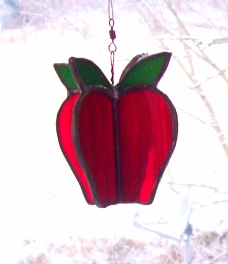 Red Apple Stained Glass Twirler
