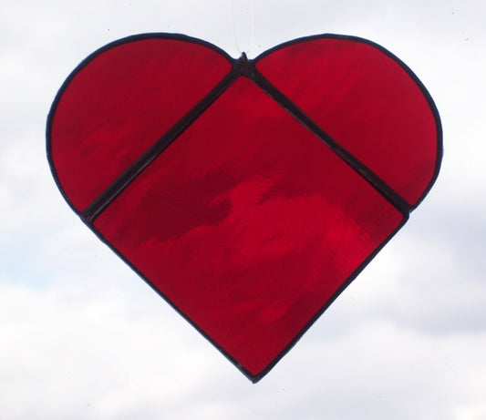 Red Heart Stained Glass Sun Catcher