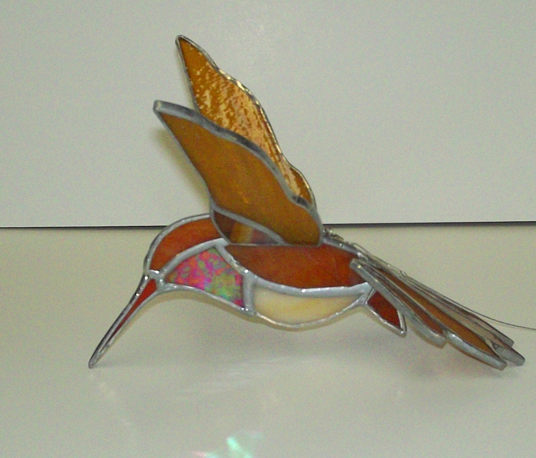 Rufous Humming Bird Stained Glass Mobile