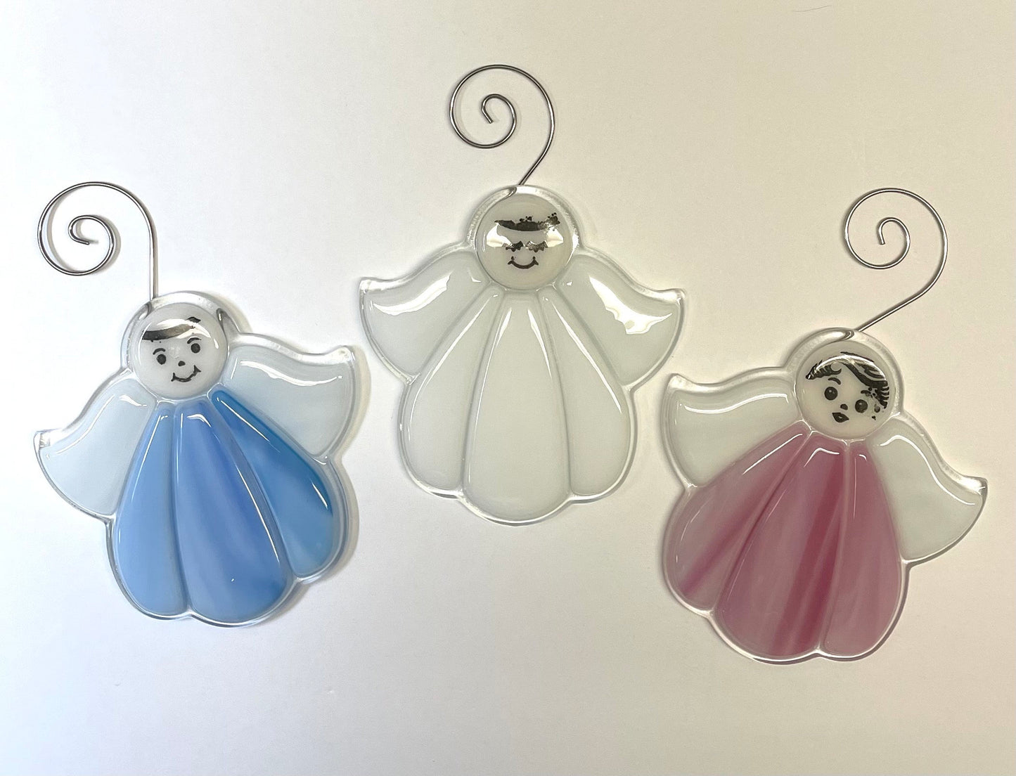 Angels with Face Detail Fused Glass Ornaments